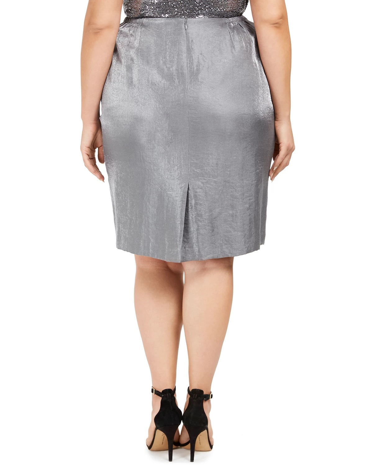 Kasper Women's Plus Metallic Pencil Skirt Silver Size Petite Small