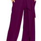 INC International Concepts Women's Belted Flyaway Leg Jumpsuit Wine Size 16