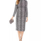 INC International Concepts Women's Snake Embossed Sheath Midi Dress Grey Size 14
