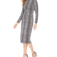 INC International Concepts Women's Snake Embossed Sheath Midi Dress Grey Size 14
