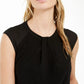 Bar III Women's Mixed-Media Draped-Neck Top Black Size X-Small