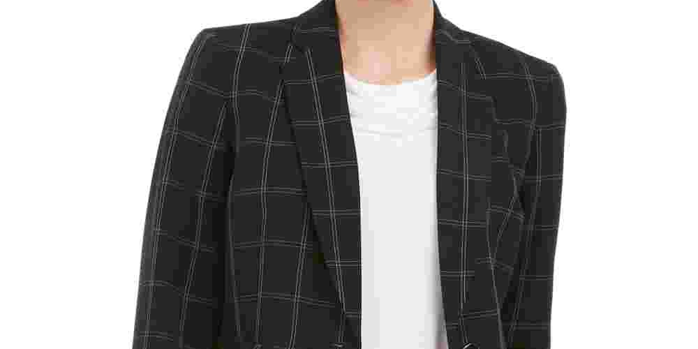 Kasper Women's Striped Blazer Wear To Work Jacket  Charcoal Size 10P