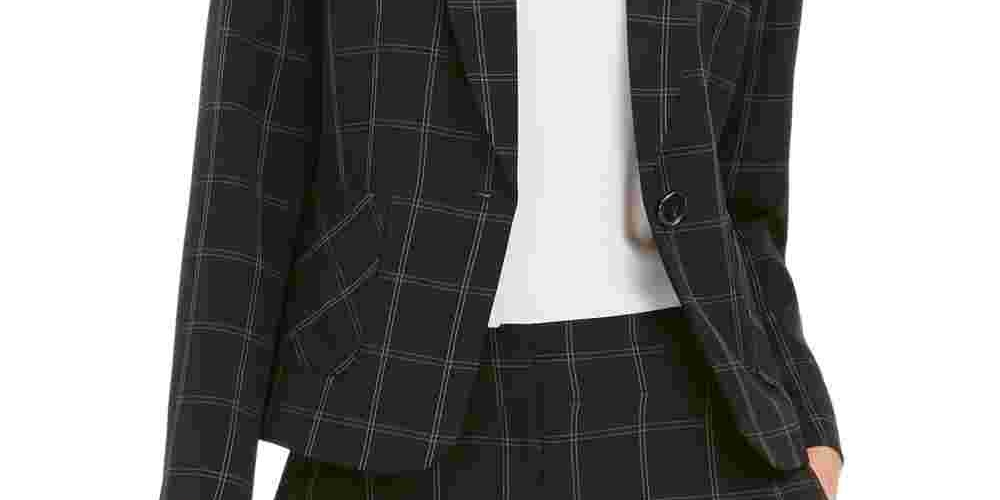 Kasper Women's Striped Blazer Wear To Work Jacket  Charcoal Size 10P