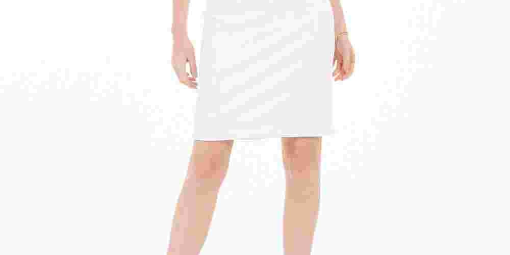 Kasper Women's Textured Zippered Sleeveless Jewel Neck Dress White Size 10