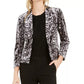Bar III Women's Animal Print Velvet Blazer Charcoal Size 10