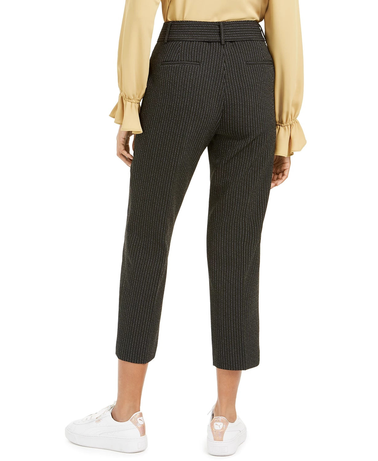 Bar III Women's Striped Tie-Waist Pants Charcoal Size 6