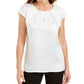 Kasper Women's Pleated-Neck Keyhole Blouse White Size X-Large