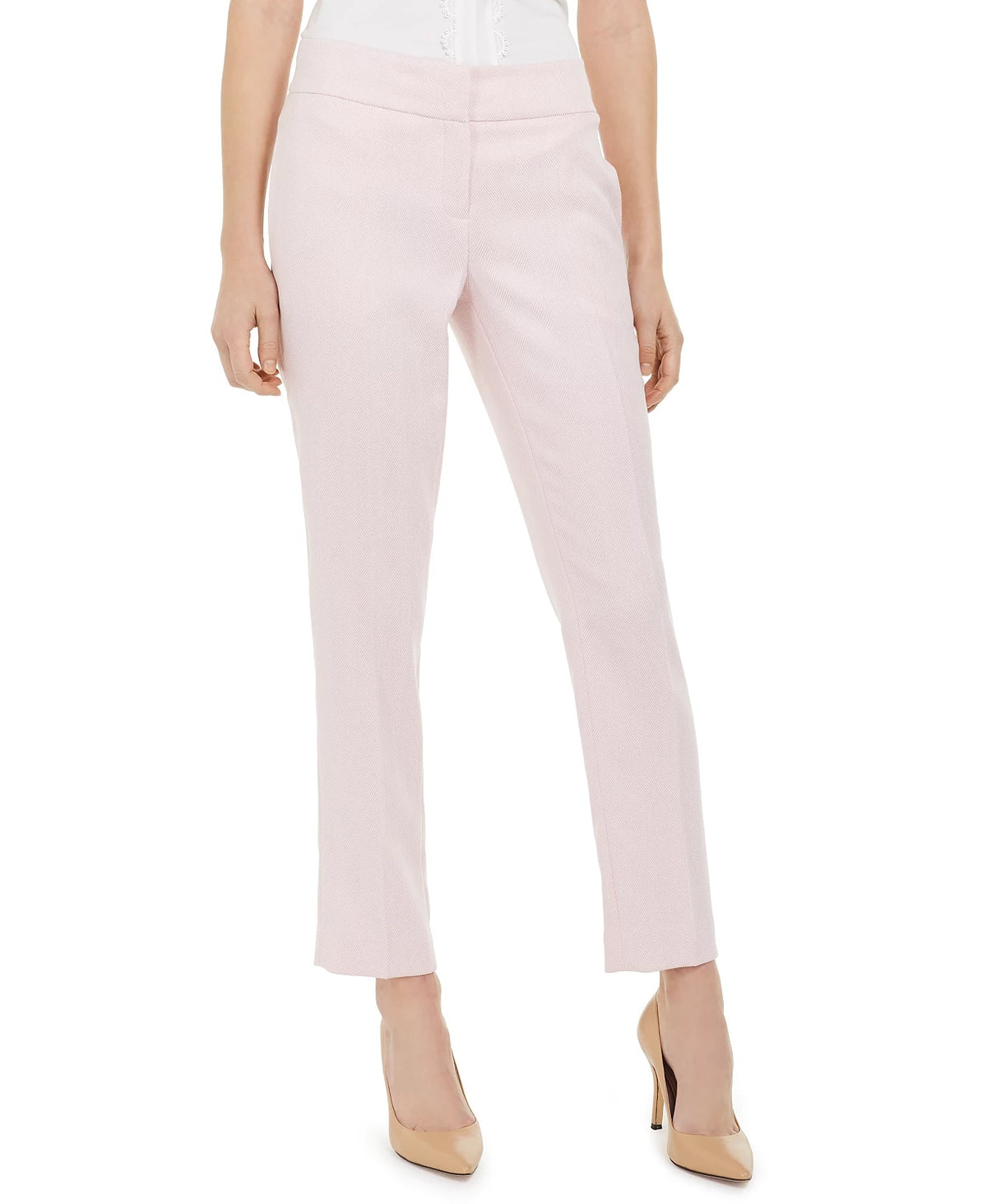 Kasper Women's Herringbone Straight-Leg Dress Pants Pink Size 18