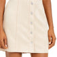 Bar III Women's  Faux Suede Button Front Mini Skirt Beigekhaki Size 14