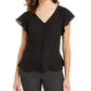 BCX Juniors' Peplum-Hem Faux-Button Top Black Size Small