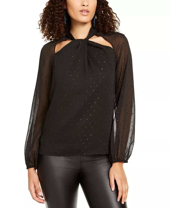 Thalia Sodi Women's Twist-Neck Top Black Size Medium