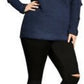 City Chic Women's Trendy Plus Size Grommet-Sleeved Sweater Dark Blue Size Small Petite
