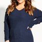 City Chic Women's Trendy Plus Size Grommet-Sleeved Sweater Dark Blue Size Small Petite