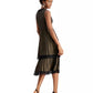 Taylor Women's Lace-Trim Metallic Tiered Dress Black Size 14