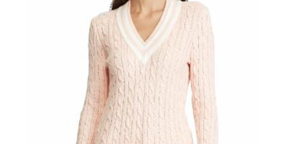 Lauren Ralph Lauren Women's Meren Cotton Cable Knit Sweater White Size Large