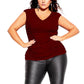 City Chic Women's Trendy Plus Size Ruched Top Red Size 20W