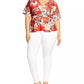 City Chic Women's Trendy Plus Size Printed Twist-Front Top Dark Orange Size 20W