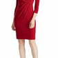 Ralph Lauren Women's Long Sleeve V Neck Above The Knee Sheath Cocktail Dress Red Size 6 Petite