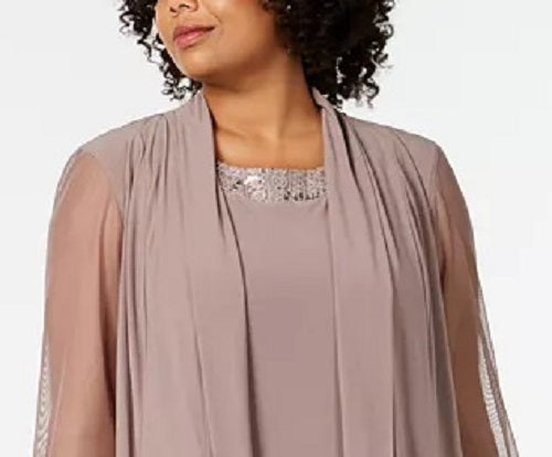 R & M Richards Women's Plus Embellished Dress & Jacket Set Purple Size 14W