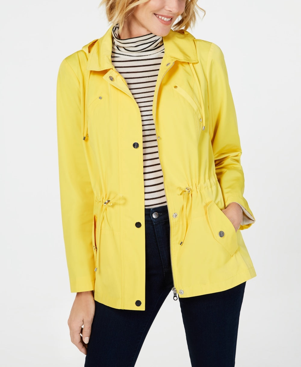 Charter Club Women's Anorak Rain Jacket Yellow Petite Small