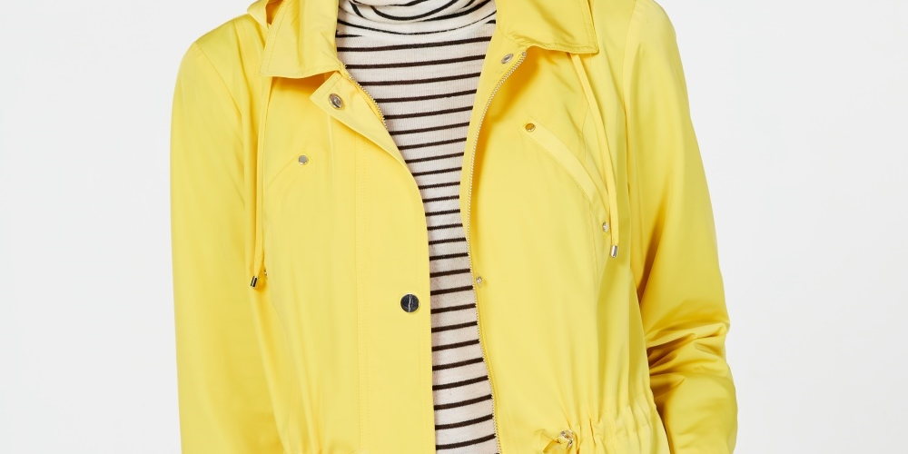 Charter Club Women's Anorak Rain Jacket Yellow Petite Small