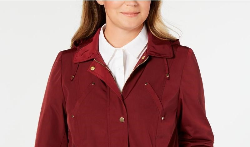 Charter Club Women's Water Resistant Utility Jacket Wine Size 3X