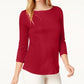Charter Club Women's Pima Cotton Boat Neck Button Shoulder Top Red Size XX-Large