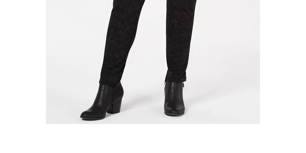 Style & Co Women's Plus Size Tonal-Print Seam-Front Leggings Charcoal Size 24W