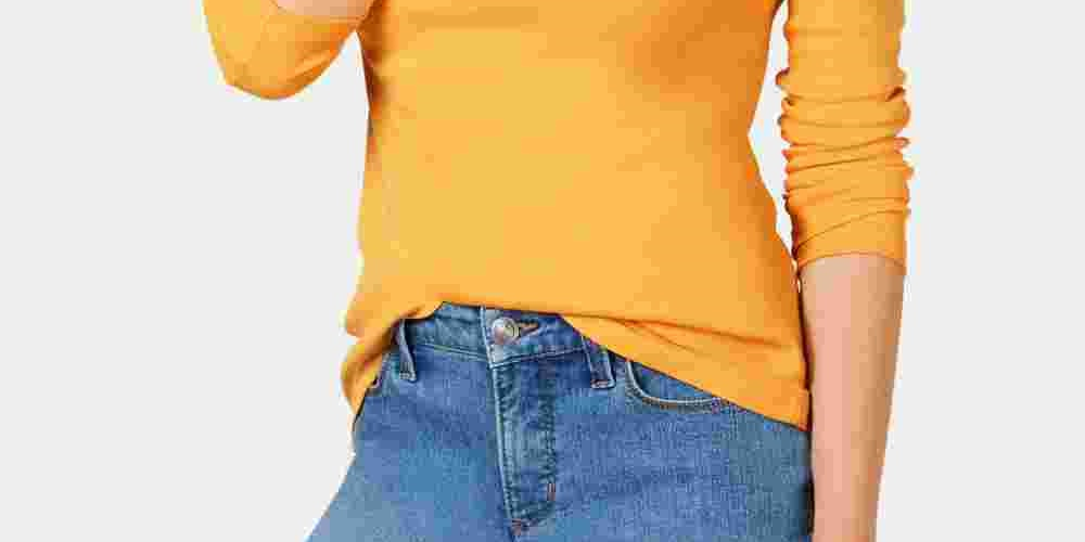 Charter Club Women's Pima Cotton Long-Sleeve Top Gold Size X-Large
