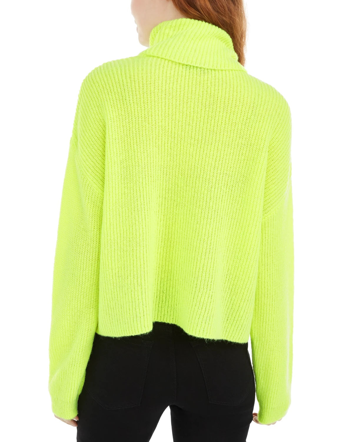 Sun & Moon Women's Crop Boxy Turtleneck Sweater  Yellow Size Small