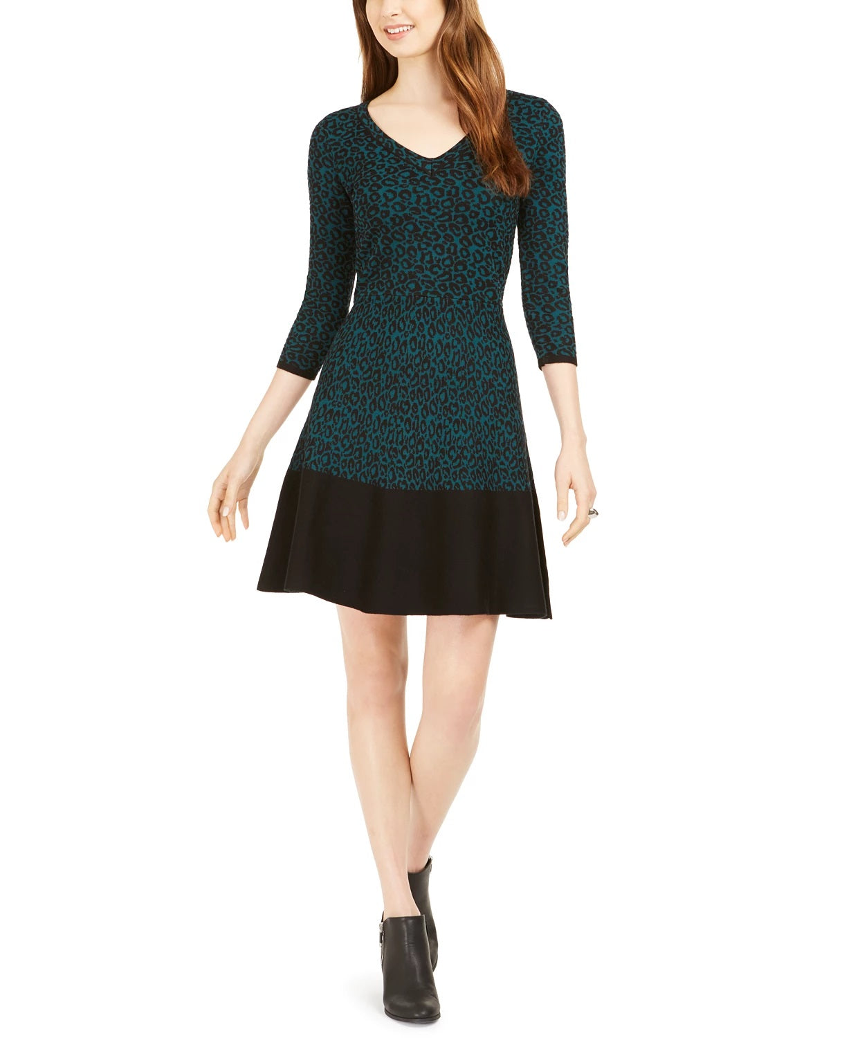 Taylor Women's Animal-Print Sweater Dress Green Size Large