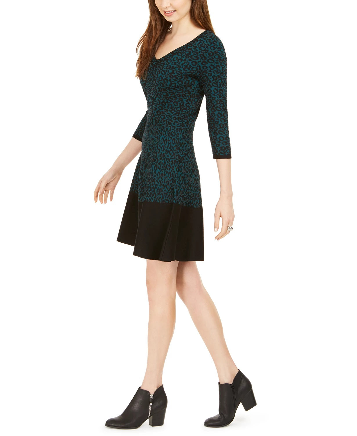 Taylor Women's Animal-Print Sweater Dress Green Size Large