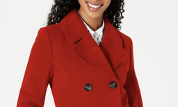 Maralyn & Me Junior's Double Breasted Peacoat Red Size Medium