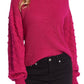 Cece Women's Puff Sleeve Bobble Ribbed Sweater Pink Size X-Large