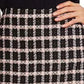CeCe Women's Grid Tweed Asmymmetrical Ruffle Skirt  Black Gray Size 14