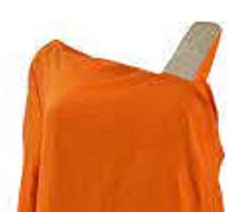 Thalia Sodi Women's Gauze One-Shoulder Tie-Hem Top Orange Size Medium