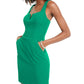 City Studios Women's Sleeveless Scoop Neck Above The Knee Body Con Cocktail Dress Green Size 1