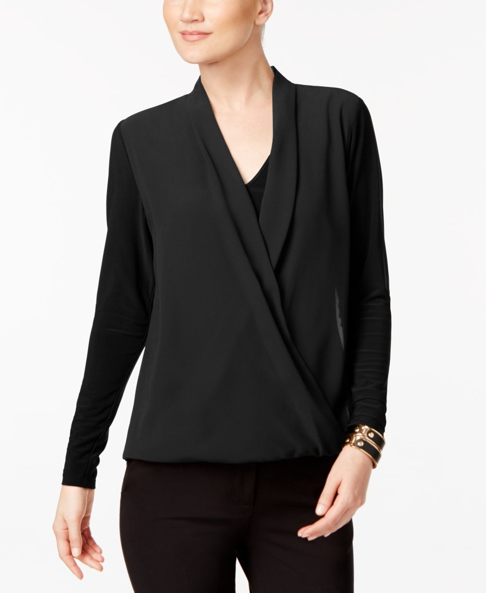 Alfani Women's Surplice Top Black Size Petite Small