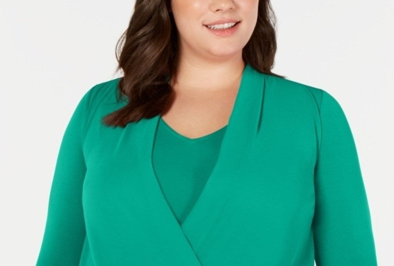 Alfani Women's Surplice Blouse Green Size 4X