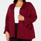 Alfani Women's Plus Tie Sleeve Cardigan Red Size 3X