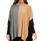 Alfani Women's Turtleneck Colorblock Poncho Sweater Blue Size Small