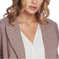 1.STATE Women's Minicheck Ruched Sleeve Blazer Brown