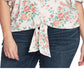 1.STATE Women's Trendy Plus Floral Print Tie Front Top Brown