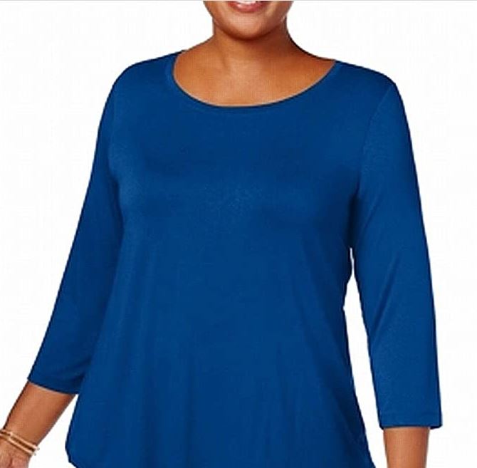 JM Collection Women's Scoop Neck Top Blue Size X-Small