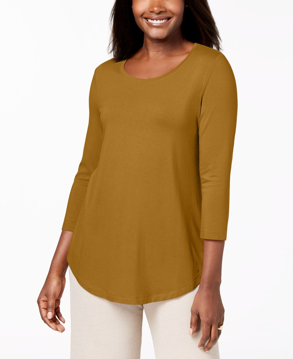 JM Collection Women's Scoop Neck Top Gold Size Medium