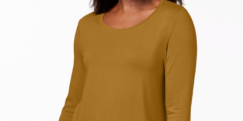 JM Collection Women's Scoop Neck Top Gold Size Medium