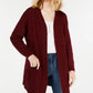 Say What? Junior's Open Front Textured Cardigan Red Size Large