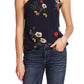 Vince Camuto Women's Floral-Print Mock-Neck Top Navy Size X-Large