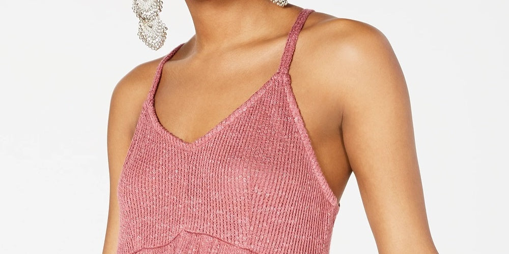 American Rag Junior's Textured Knit Racerback Tank Top Pink Size Medium