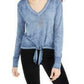American Rag Juniors' Textured Tie-Waist Top Dark Blue Size Medium